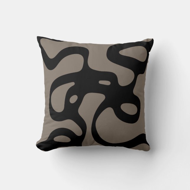 Distant Signals: Abstract Black & Gray Throw Pillow (Front)