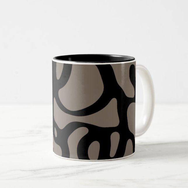 Distant Signals: Abstract Black & Gray Two-Tone Coffee Mug (Front Right)