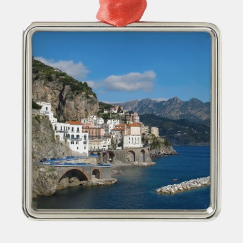 Distant view of Atrani on Amalfi coast Metal Ornament