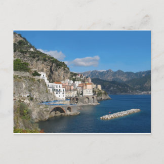 Distant view of Atrani on Amalfi coast Postcard