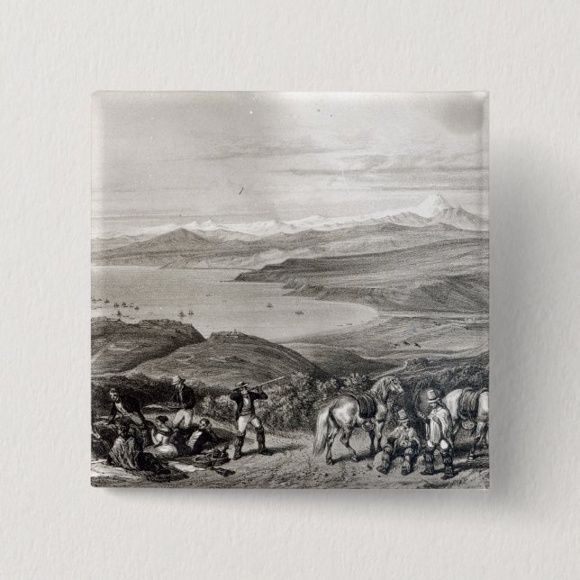 Distant View of the Aconcagua Volcano Pinback Button (Front)