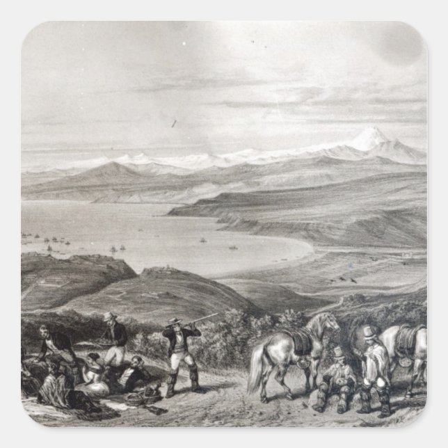 Distant View of the Aconcagua Volcano Square Sticker (Front)