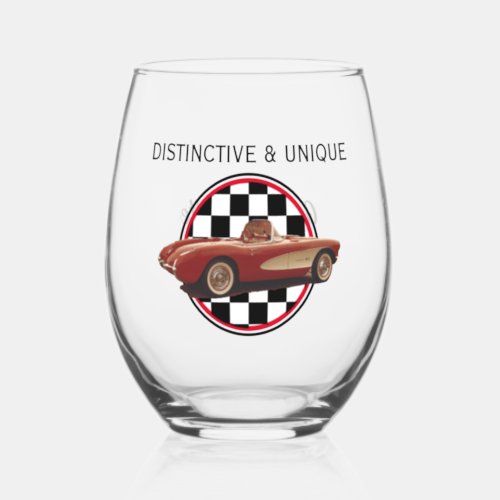 Distinct  Unique My Corvette Stemless Wine Glass