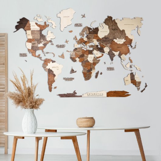 Distinctive 3D 39" x 24" Wooden Wall Map (Front)