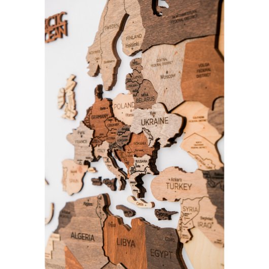 Distinctive 3D 39" x 24" Wooden Wall Map (Front)
