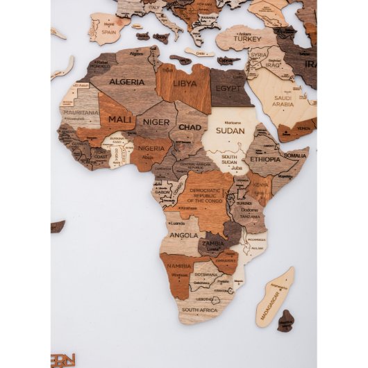 Distinctive 3D 39" x 24" Wooden Wall Map (Front)