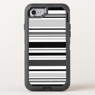Distinctive Black, Grey, White Stripes OtterBox Defender iPhone SE/8/7 Case