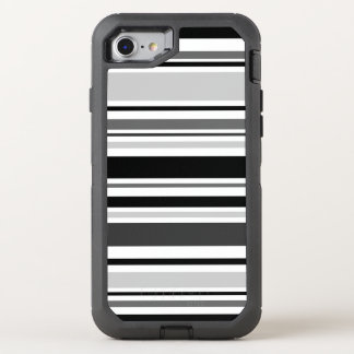 Distinctive Black, Grey, White Stripes OtterBox Defender iPhone SE/8/7 Case
