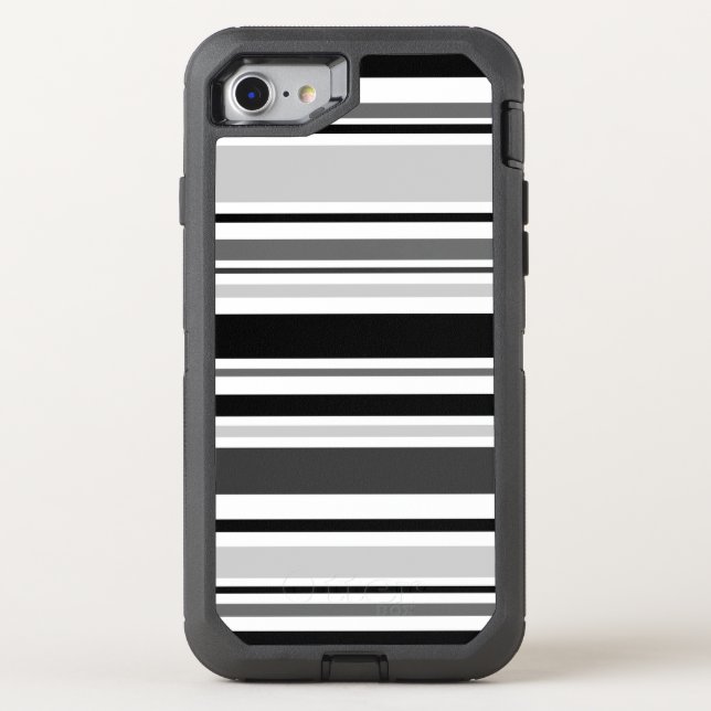 Distinctive Black, Grey, White Stripes Otterbox iPhone Case (Back)