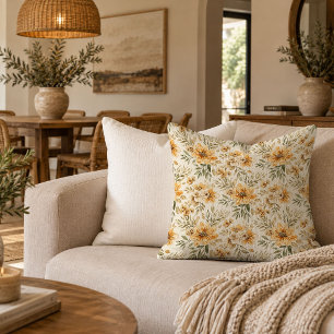 Distinctive Boho Wildflower Accent Decor Pillow