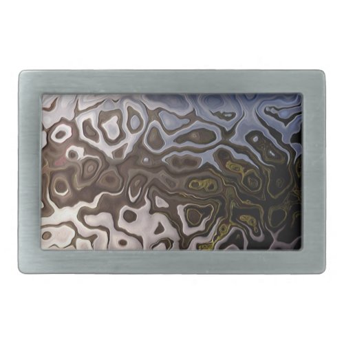 Distinctive Brown Grey Shimmering Snakeskin Effect Rectangular Belt Buckle