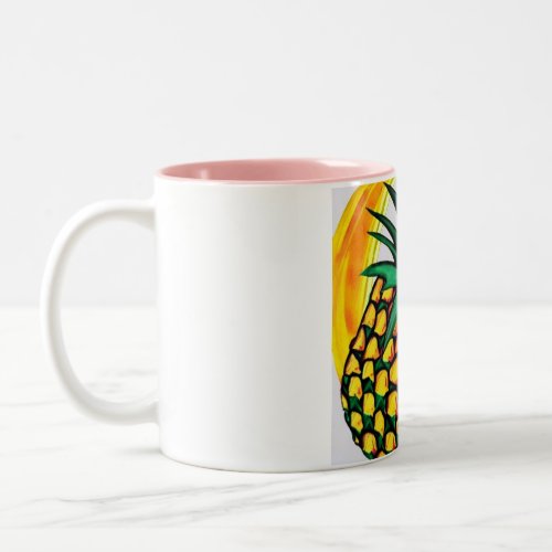 Distinctive cup with pictures of pineapple