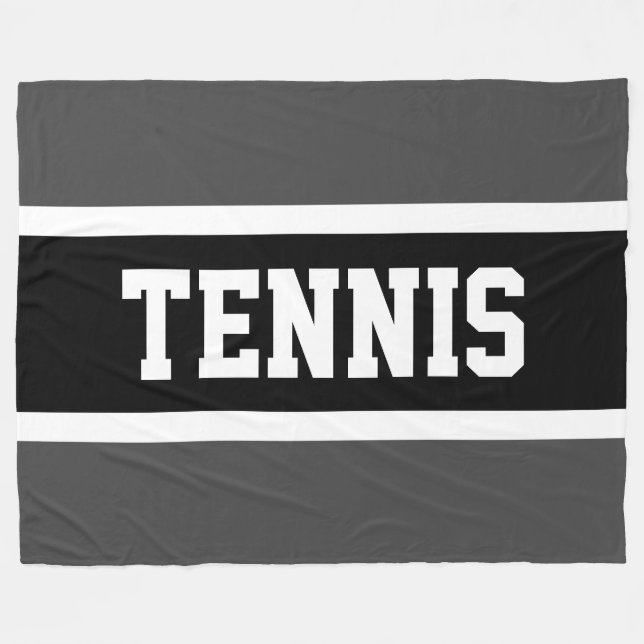 Distinctive Dark Gray Black Stripes TENNIS Text Fleece Blanket (Front (Horizontal))