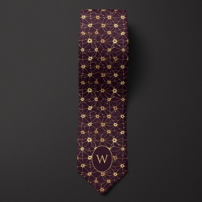 Distinctive Gold and Brown Neural Network Neck Tie (Creator Uploaded)