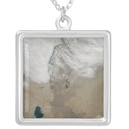 Distinctive lines of clouds silver plated necklace