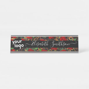 Distinctive Personalized Logo Professional Floral Desk Name Plate