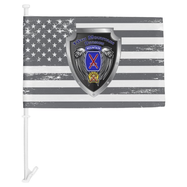 Distinguished 10th Mountain Division Car Flag (Front)