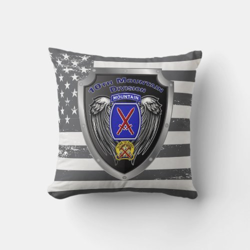 Distinguished 10th Mountain Division Throw Pillow