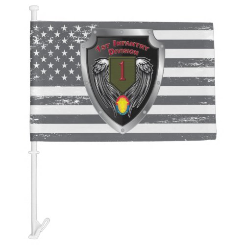 Distinguished 1st Infantry Div Big Red One Car Flag