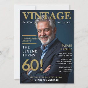 Distinguished at Sixty Vintage 60th Birthday  Invitation