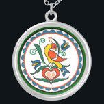 Distlefink (green) - necklace<br><div class="desc">a symbol for good luck used on Pennsylvania Dutch items</div>
