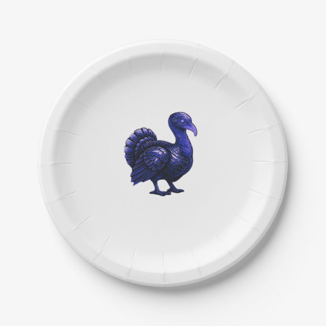 Distopian Turkey Thanksgiving Design Classic T-Shi Paper Plates (Front)