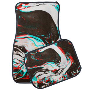 Distorted and glitched texture of marbled ink surf car floor mat