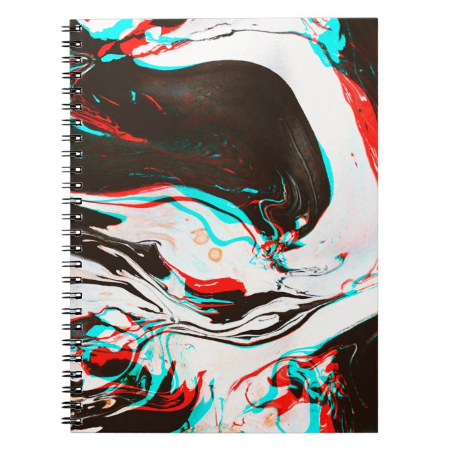 Distorted and glitched texture of marbled ink surf notebook (Front)