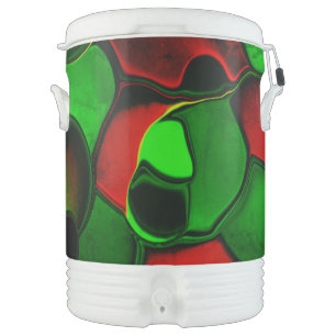 Distorted and strange shapes, red and green colors beverage cooler