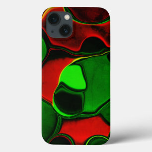 Distorted and strange shapes, red and green colors iPhone 13 case