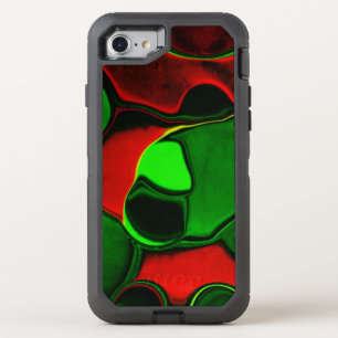 Distorted and strange shapes, red and green colors OtterBox defender iPhone SE/8/7 case