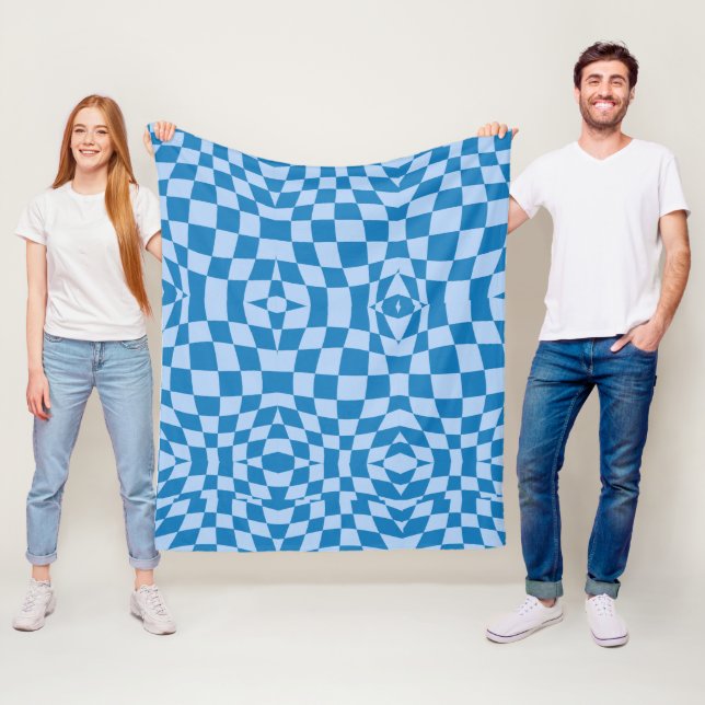 Distorted Checkered Pattern Fleece Blanket (In Situ)