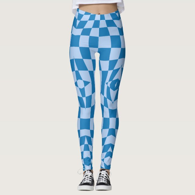 Distorted Checkered Pattern Leggings (Front)