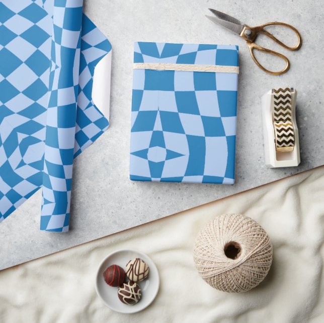 Distorted Checkered Pattern Wrapping Paper (Crafts)