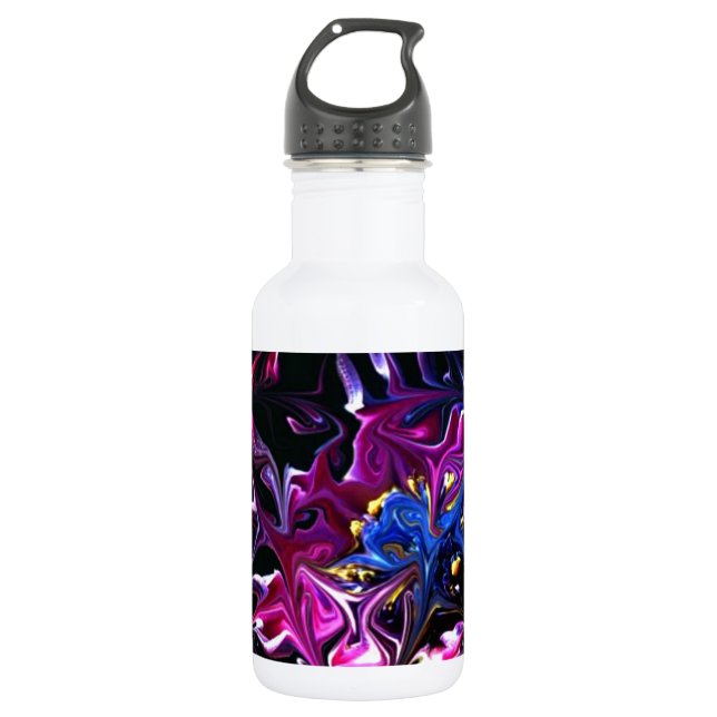 Distorted Flowers Art Stainless Steel Water Bottle (Front)