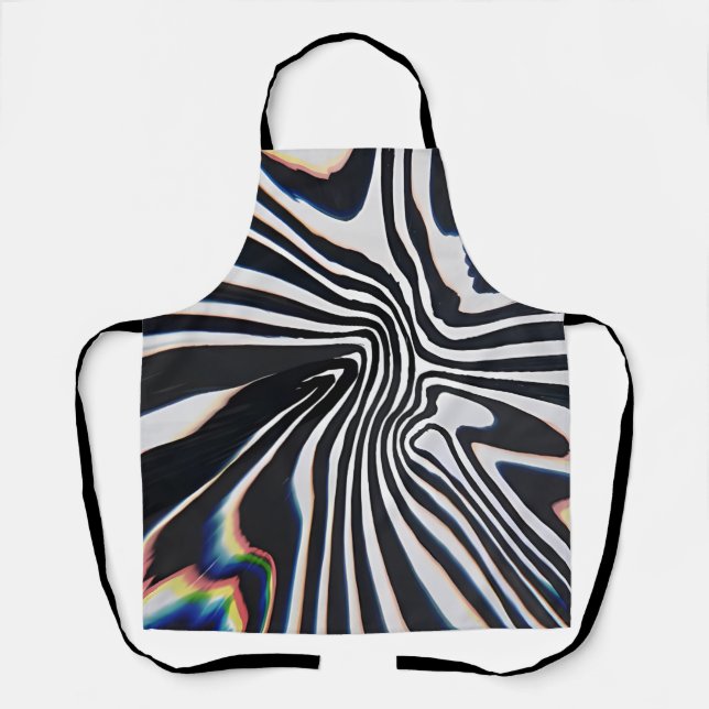 Distorted Line Art Prismatic Glitch Apron (Front)
