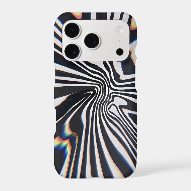 Distorted Line Art Prismatic Glitch iPhone Case (Back)