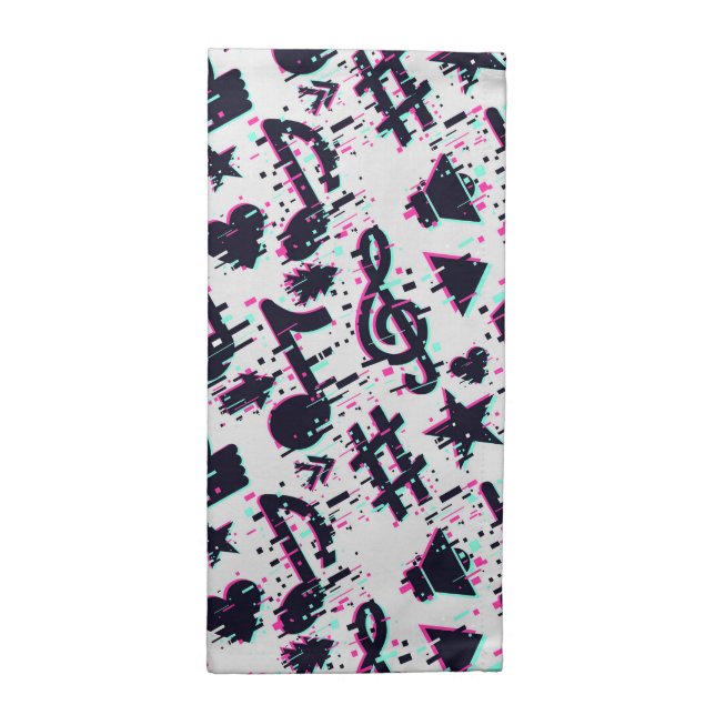 Distorted Musical Notes & Hearts Pattern Cloth Napkin (Half Fold)