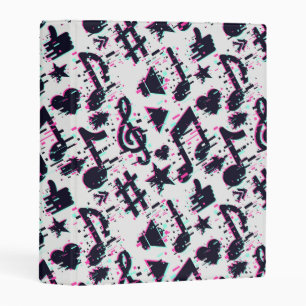 Distorted Musical Notes & Hearts Pattern Mini Binder