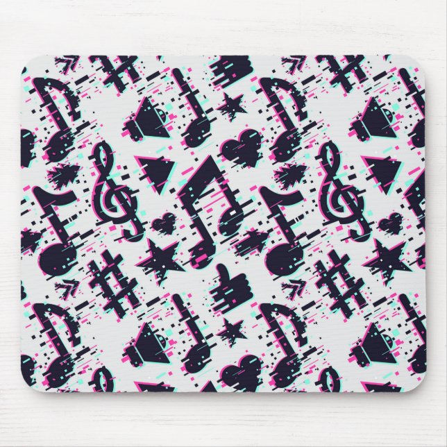 Distorted Musical Notes & Hearts Pattern Mouse Pad (Front)