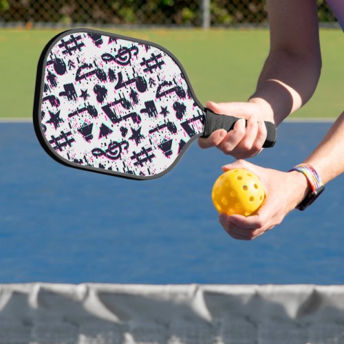 Distorted Musical Notes  Hearts Pattern Pickleball Paddle