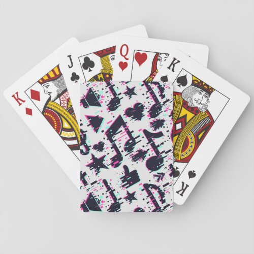 Distorted Musical Notes  Hearts Pattern Playing Cards