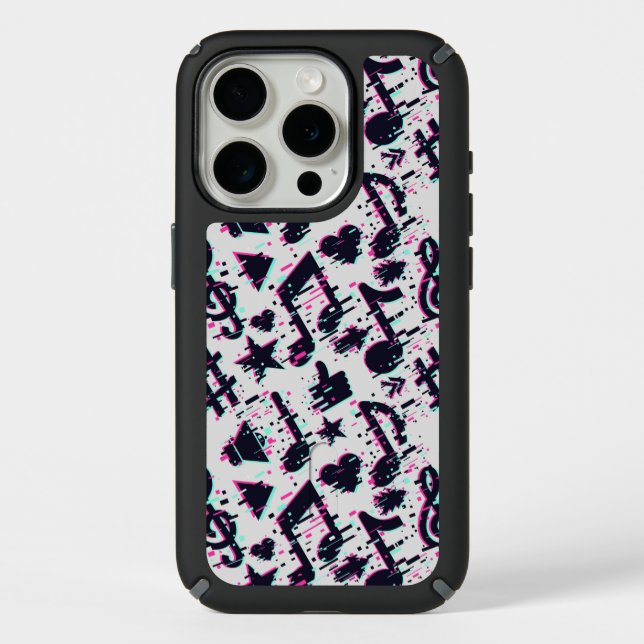 Distorted Musical Notes & Hearts Pattern Speck iPhone Case (Front)