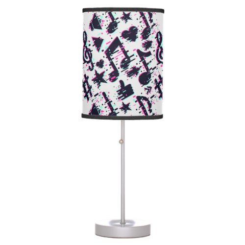 Distorted Musical Notes  Hearts Pattern Table Lamp