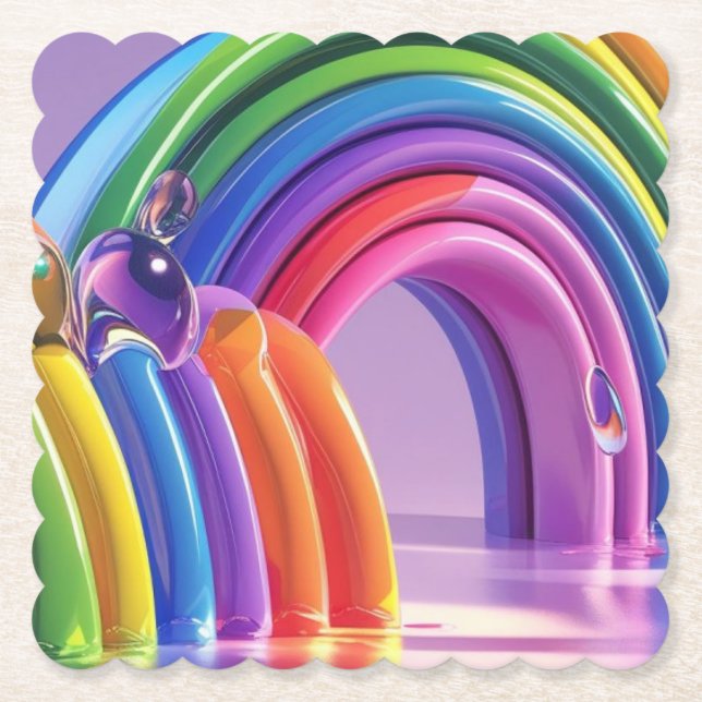 Distorted Rainbows Paper Coaster (Front)