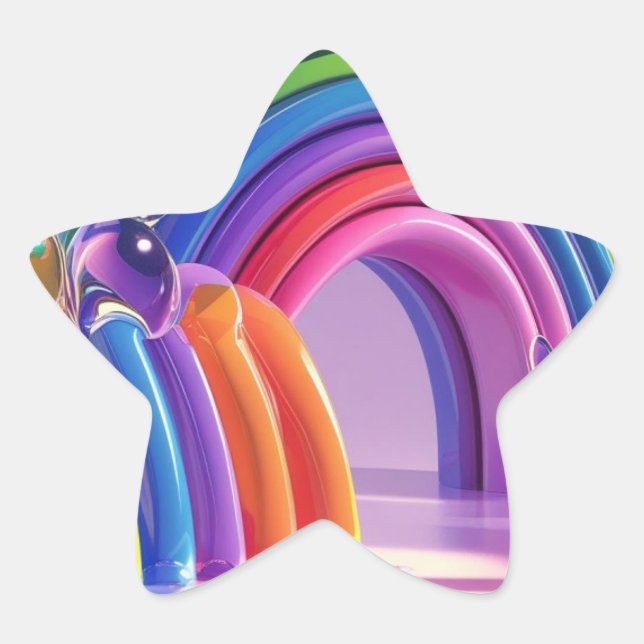 Distorted Rainbows Star Sticker (Front)
