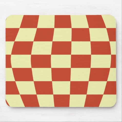 Distorted Red and Cream Checkered Mouse Pad