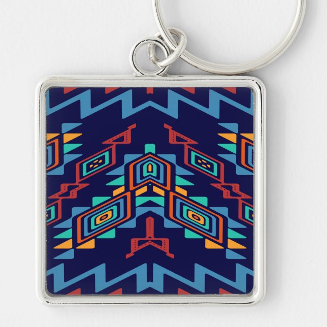 Distorted shapes abstract design keychain (Front)