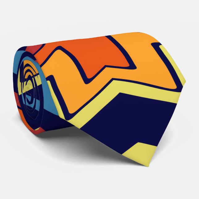 Distorted shapes abstract design neck tie (Rolled)