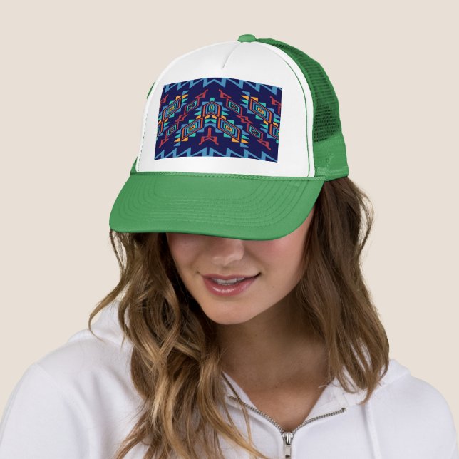 Distorted shapes abstract design trucker hat (In Situ)